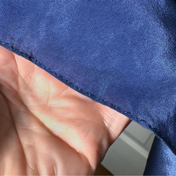 Equestrian Paisley Scarf Horse Motif Silk Feel 29x31 Blue Brown - Picture 5 of 6